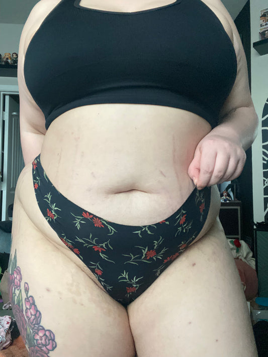 Black Floral Panties